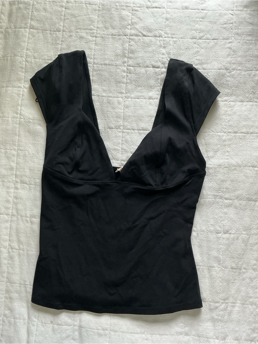 Free People Black Deep V Tank Top